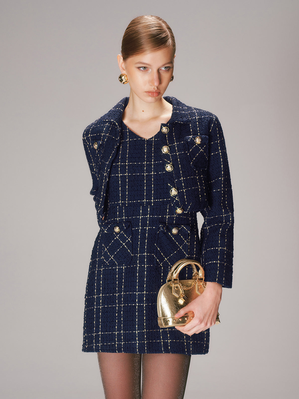 Tweed Kısa Ceket Ve Mini Elbise Takımı