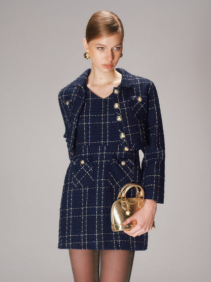Tweed Kısa Ceket Ve Mini Elbise Takımı