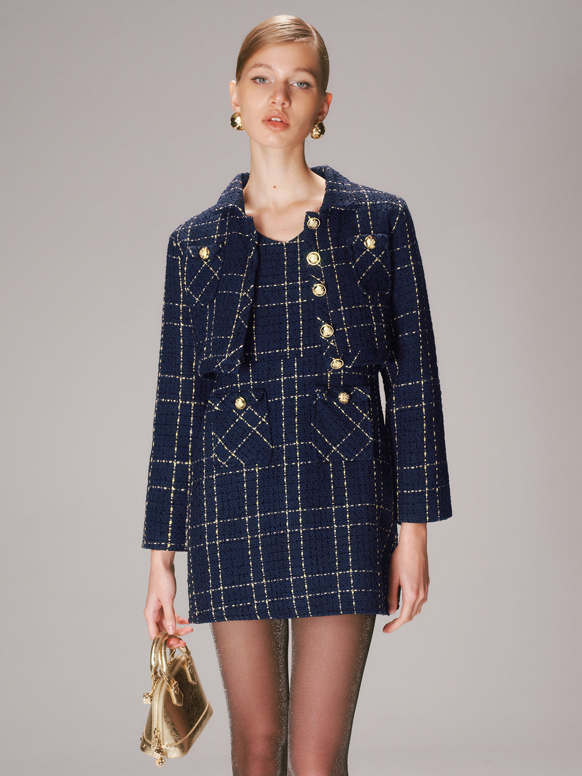 Tweed Kısa Ceket Ve Mini Elbise Takımı