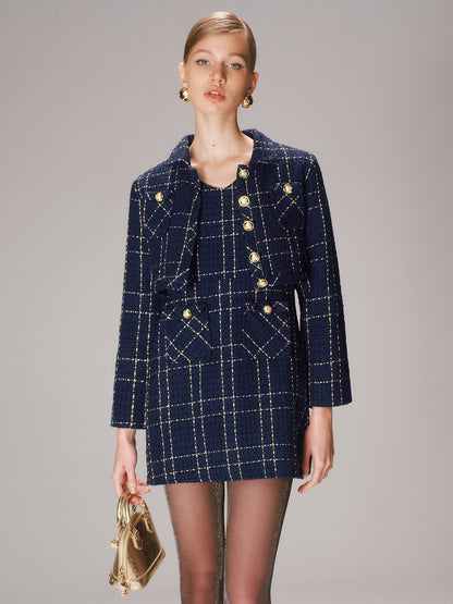 Tweed Kısa Ceket Ve Mini Elbise Takımı