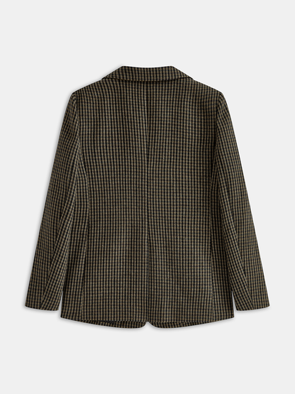Yün Karışımlı Ekose Desenli Blazer Ceket