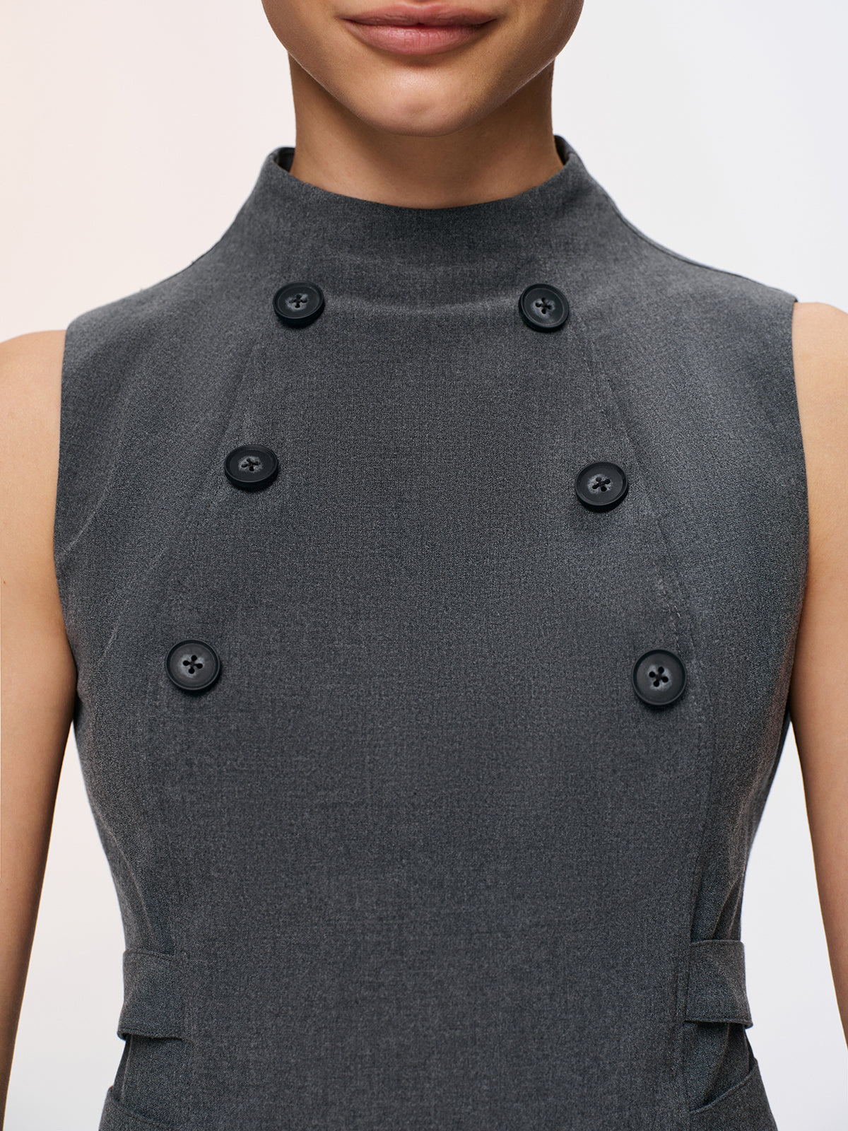 Düğme Detaylı Kolsuz Peplum Yelek