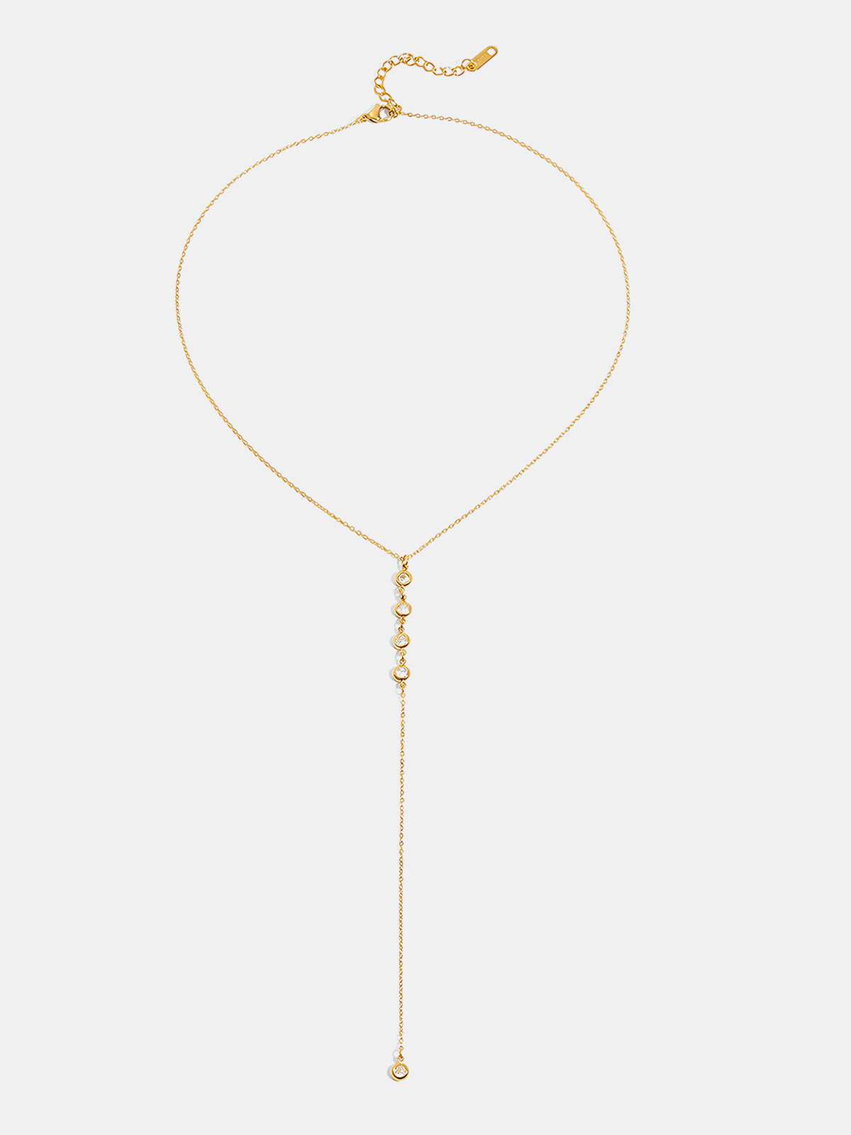 Y Şeklinde Zirkon Damlacıklı Lariat Kolye