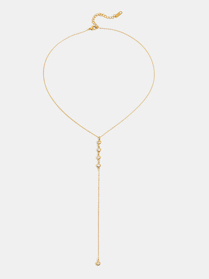 Y Şeklinde Zirkon Damlacıklı Lariat Kolye