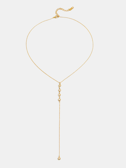 Y Şeklinde Zirkon Damlacıklı Lariat Kolye