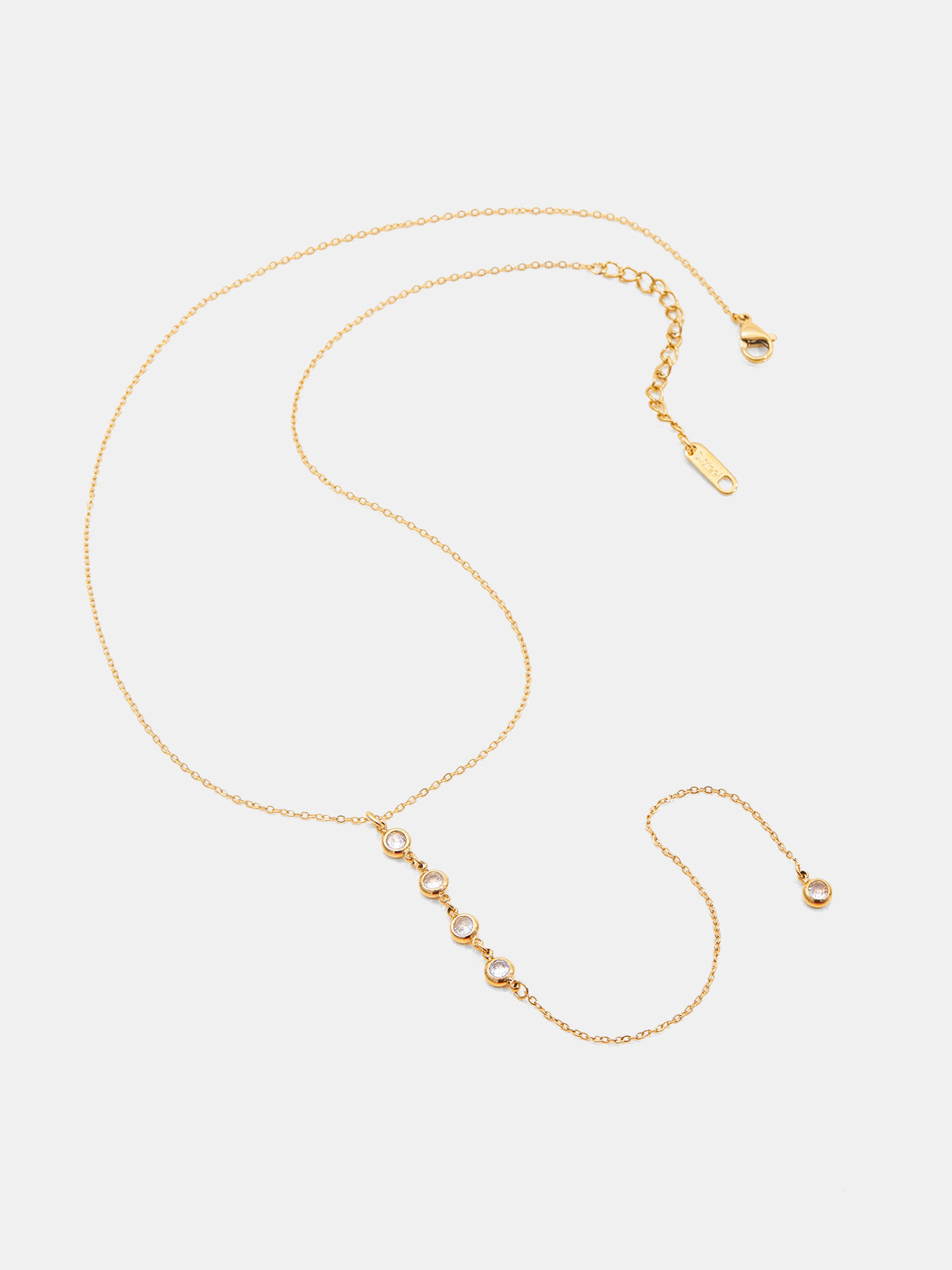 Y Şeklinde Zirkon Damlacıklı Lariat Kolye