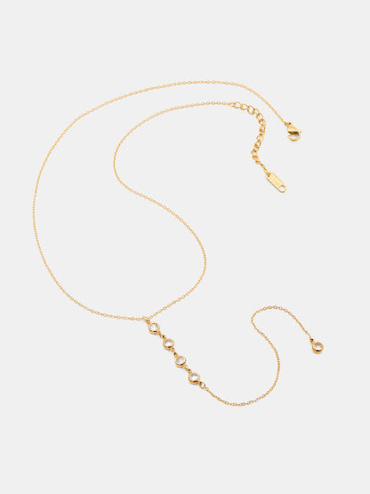 Y Şeklinde Zirkon Damlacıklı Lariat Kolye