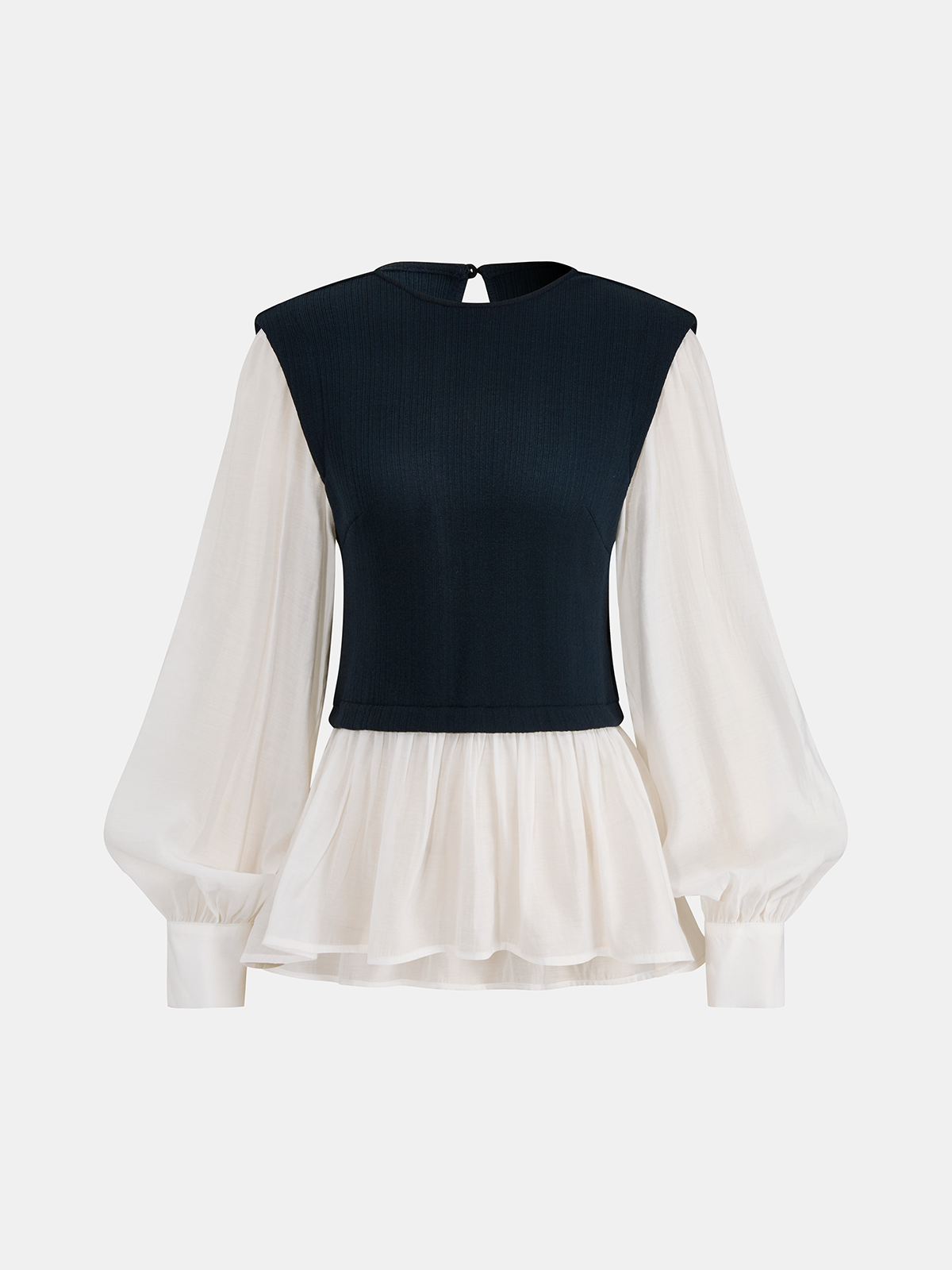 Renk Bloklu Peplum Bluz