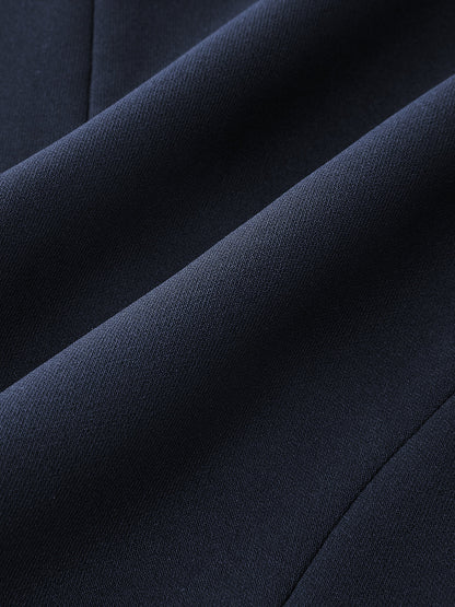 Kemerli Pileli Kolsuz Blazer Elbise