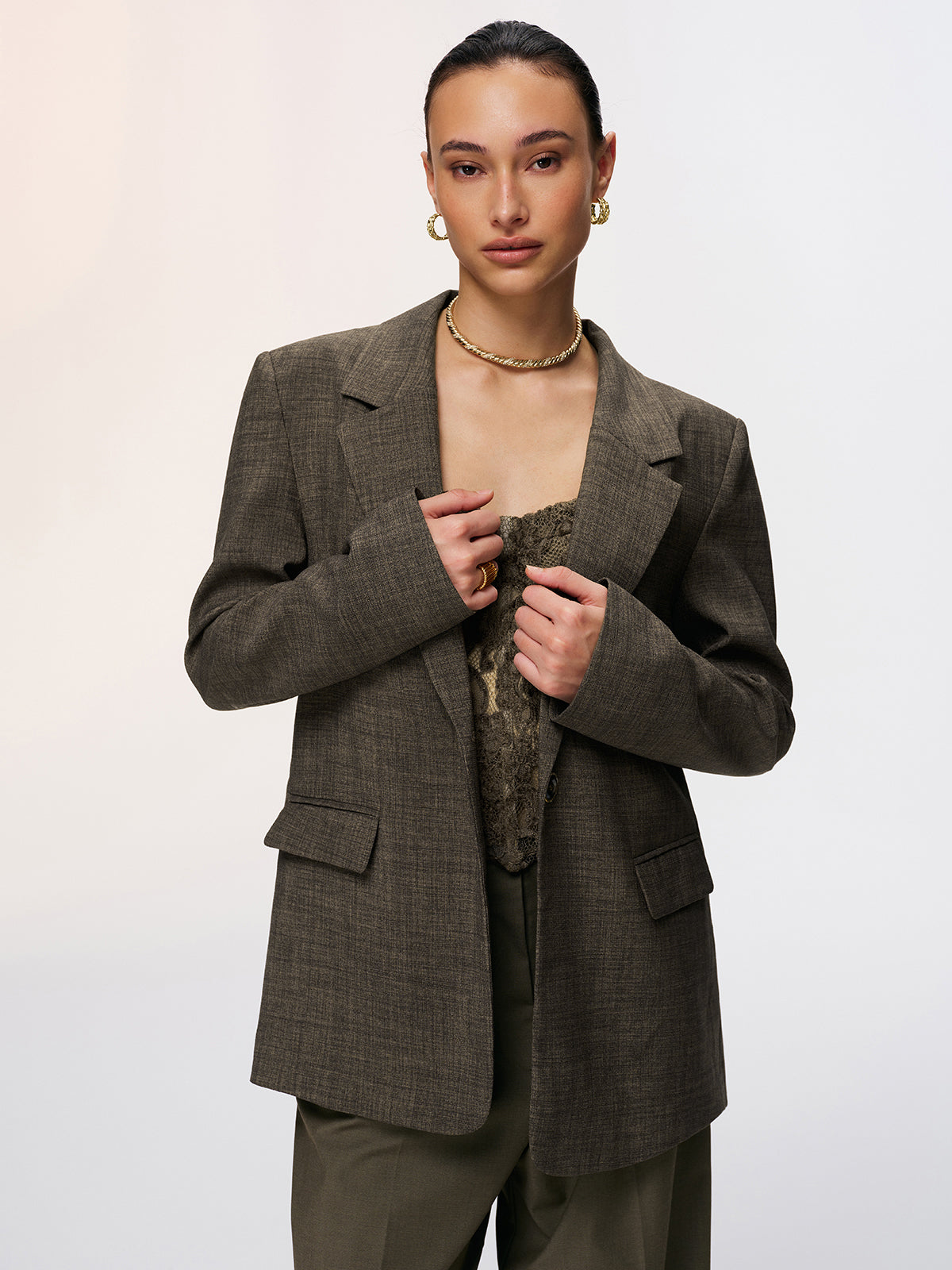 Dantelli Sırt Bağlama Detaylı Blazer Ceket