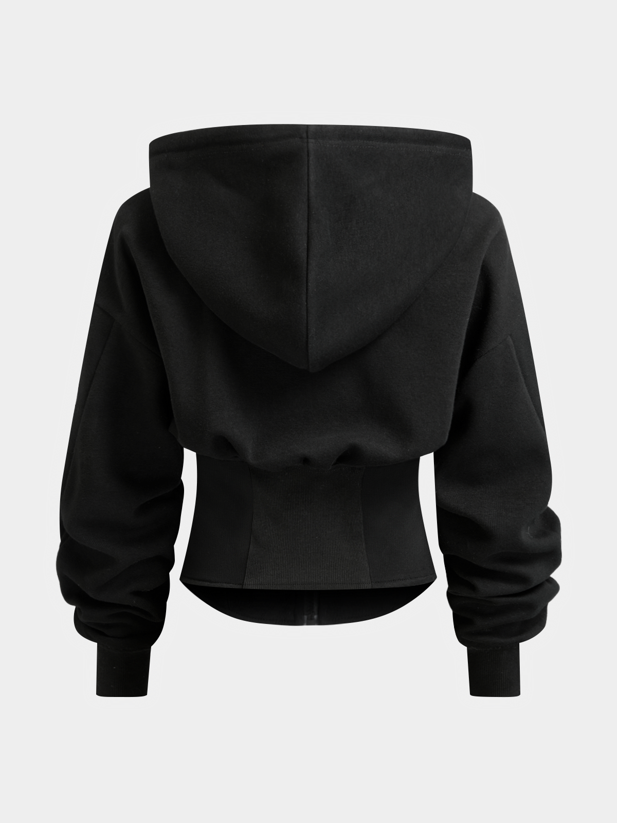 Korse Bel Detaylı Fermuarlı Kapüşonlu Sweatshirt