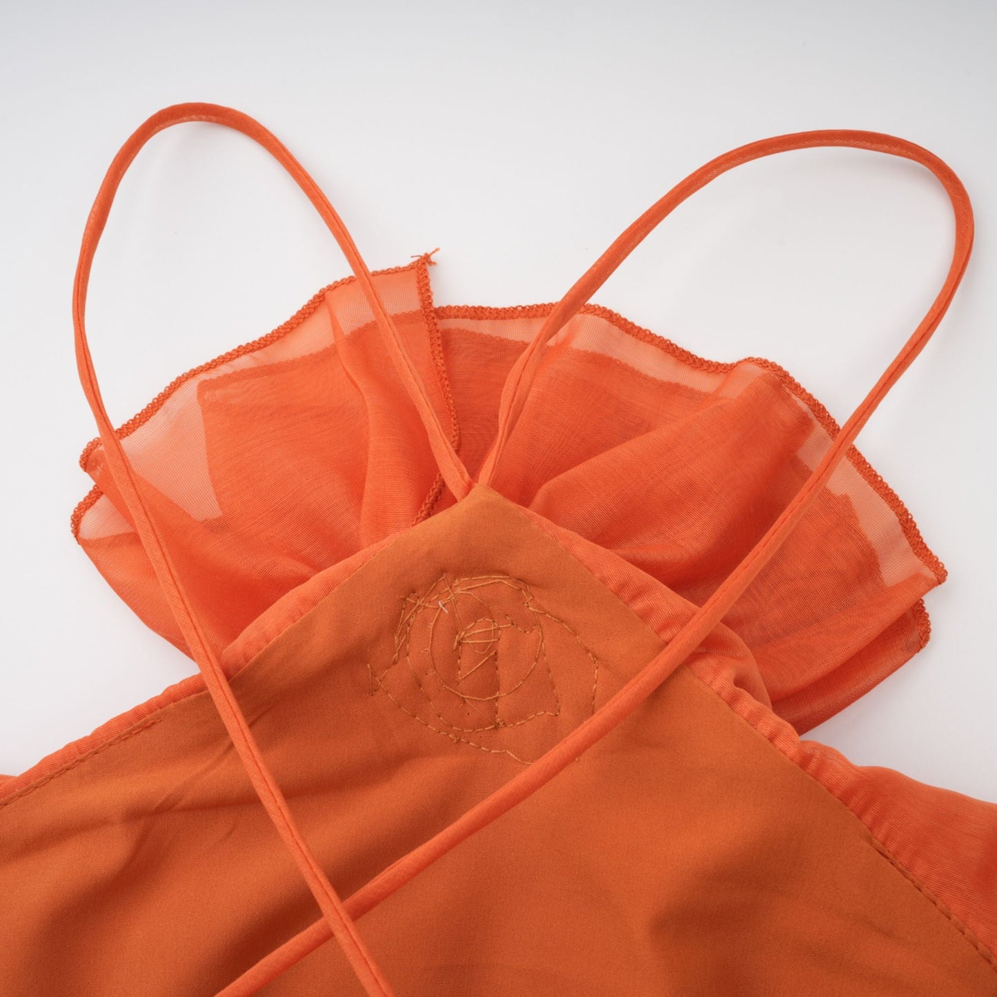 Carrie Turuncu Halter Yaka Fırfırlı Maxi Elbise