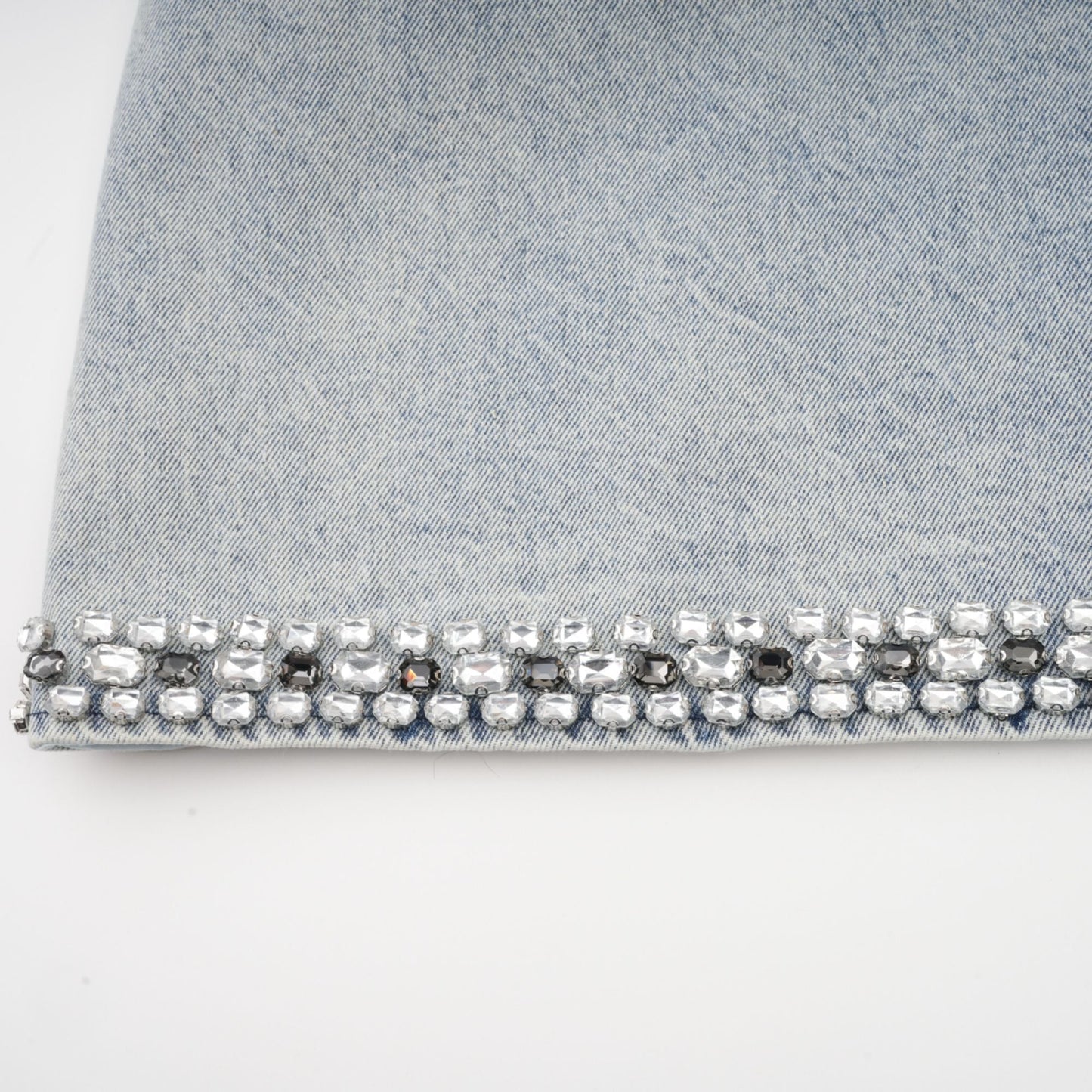 Daphné Mavi Kristal Detaylı Kolsuz Denim Mini Elbise