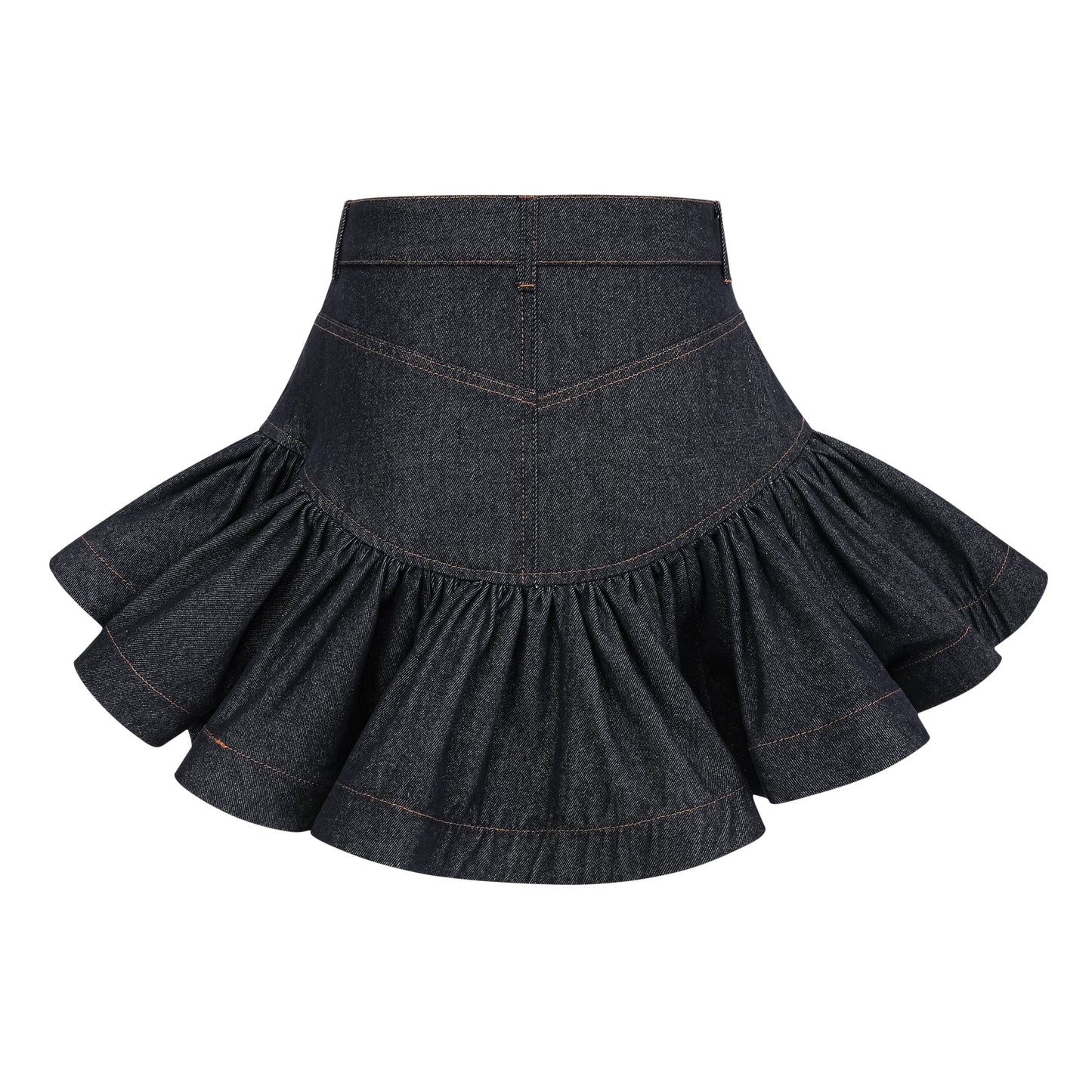 Florence Indigo Mavi Fırfırlı Denim Mini Etek