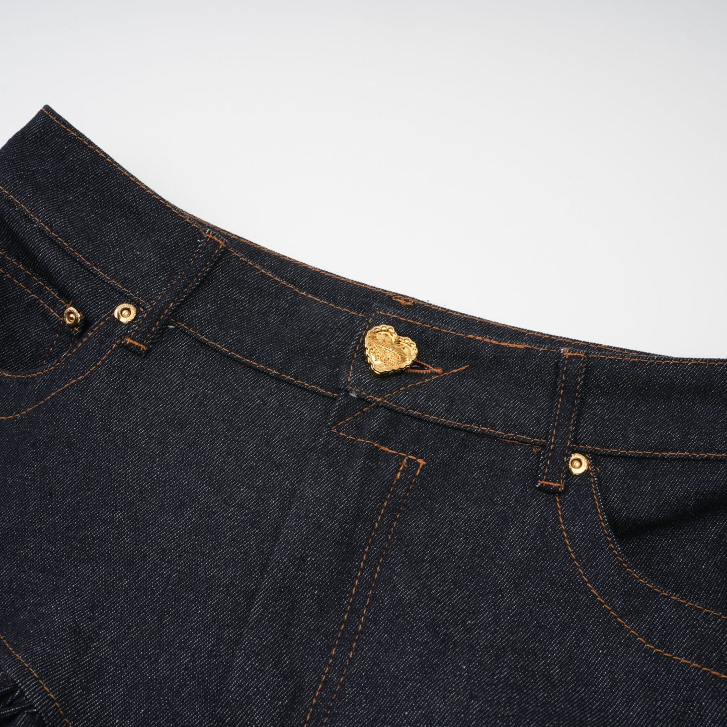 Florence Indigo Mavi Fırfırlı Denim Mini Etek