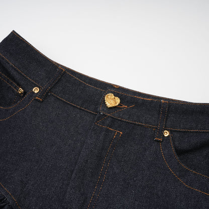 Florence Indigo Mavi Fırfırlı Denim Mini Etek