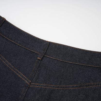 Florence Indigo Mavi Fırfırlı Denim Mini Etek