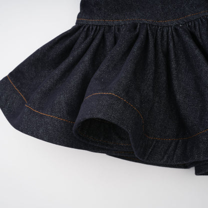 Florence Indigo Mavi Fırfırlı Denim Mini Etek
