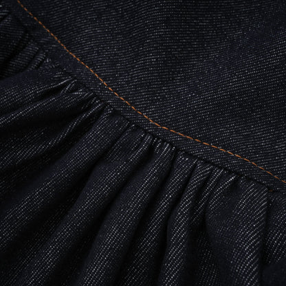Florence Indigo Mavi Fırfırlı Denim Mini Etek