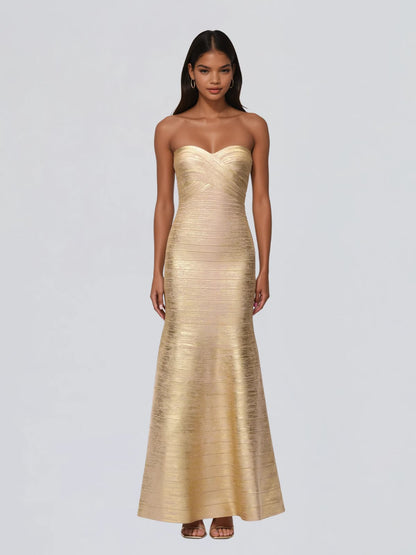 Ixonelle Straplez Bandaj Maxi Elbise