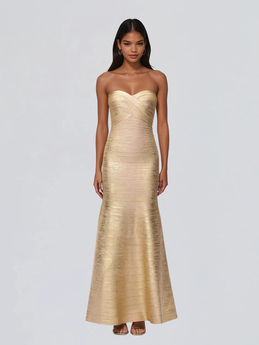 Ixonelle Straplez Bandaj Maxi Elbise