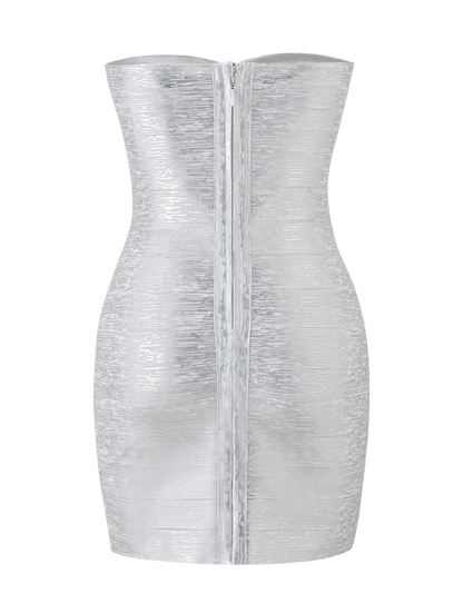 NIYA METALİK BANDAGE ELBİSE - GÜMÜŞ