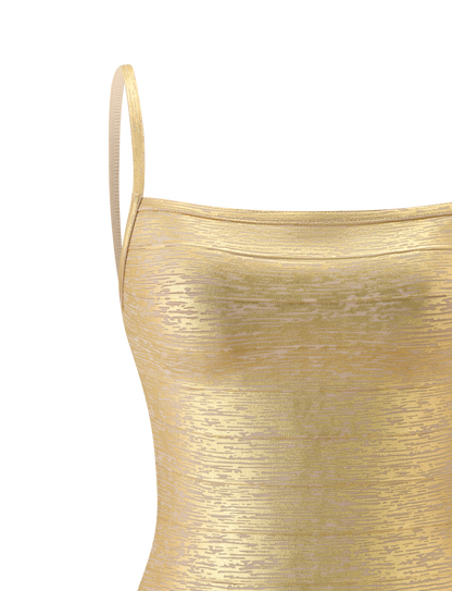 MIDORI METALİK BANDAGE ELBİSE - ALTIN